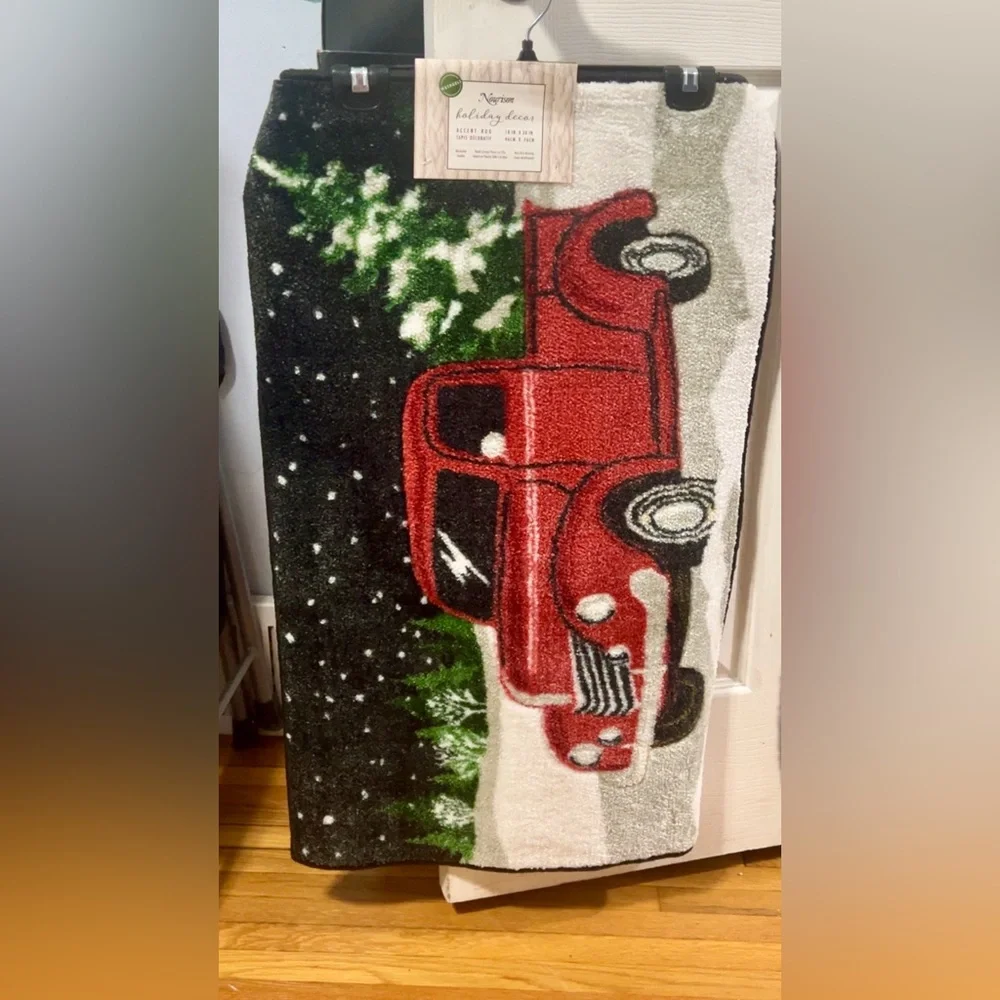 Holiday Red Truck Door Mat